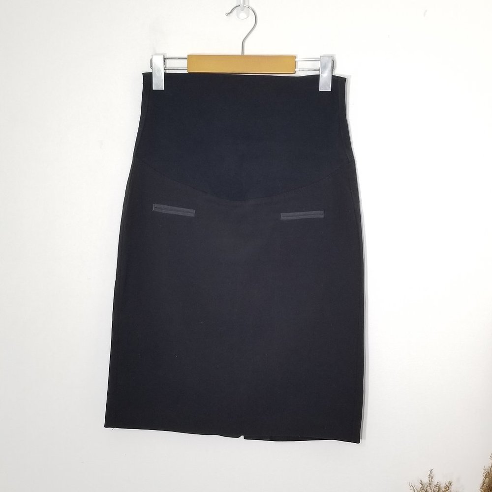 Thyme Maternity Cotton Blend Black Skirt Pregnancy Stretch Belly Casual Size XS
